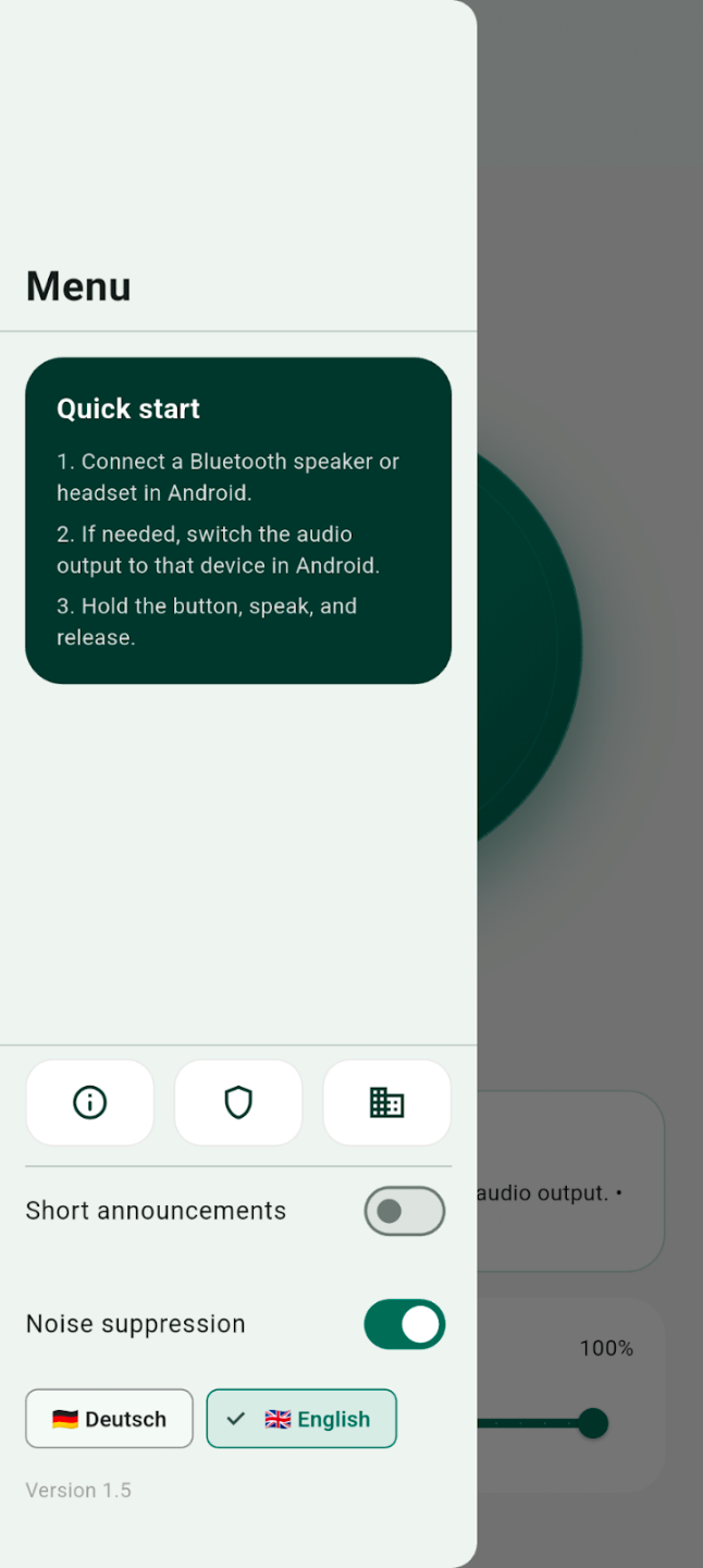 Push to talk app screenshot