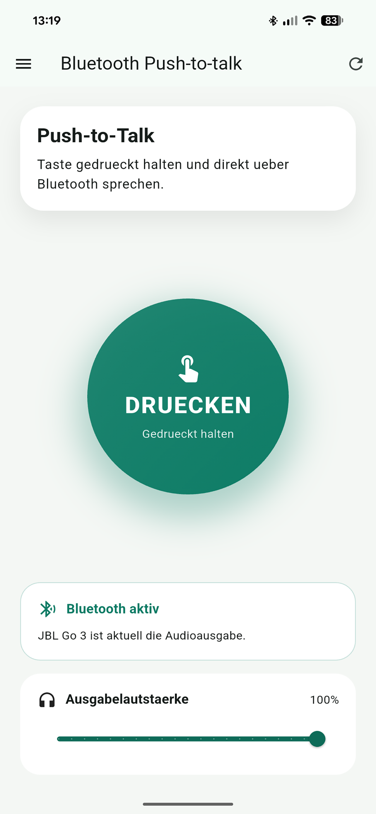 Push to talk app screenshot